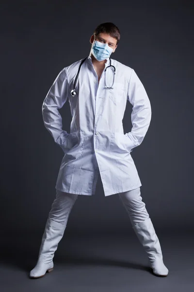 Young striptease dancer in doctor costume — Stock Photo, Image