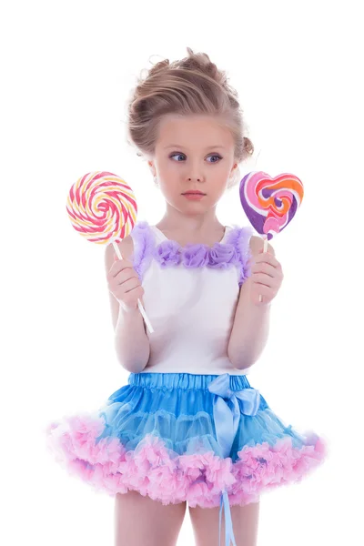 Little girl with two lollipops — Stock Photo, Image