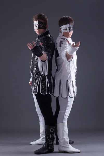 Attractive men in masquerade costumes — Stock Photo, Image