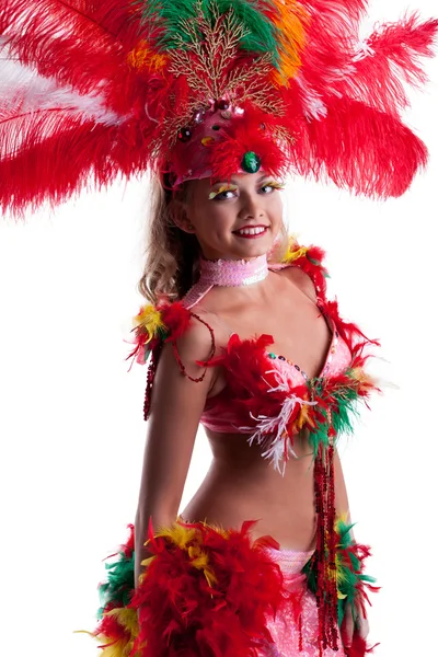 Imagem da jovem mulher sorridente em traje de festival — Fotografia de Stock