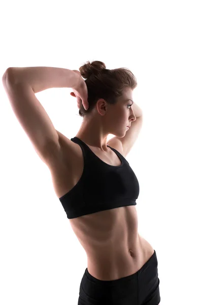 Portrait of sporty brunette posing in studio — Stock Photo, Image