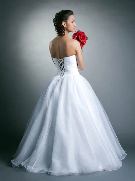 Image of young slim model posing in wedding dress — Stock Photo, Image