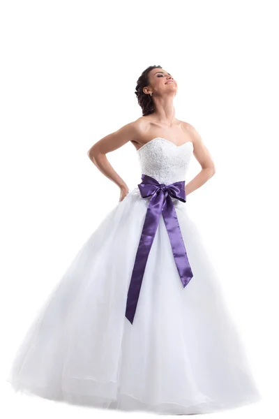 Young smiling bride posing in studio — Stock Photo, Image