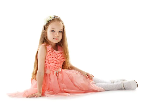 Image of cute little girl posing in smart dress — Stock Photo, Image