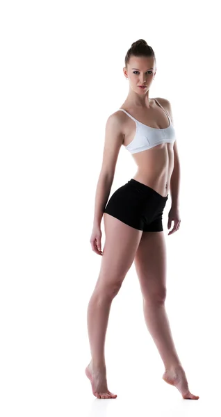 Graceful athletic model isolated on white — Stock Photo, Image