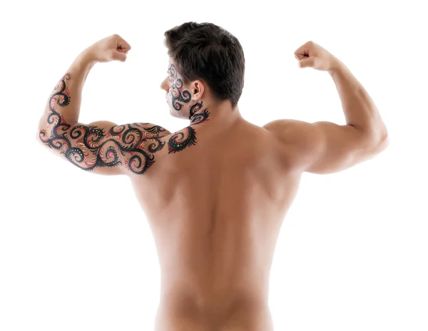 Image of muscular naked man posing back to camera — Stock Photo, Image