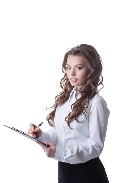 Charmante drukke jonge vrouw die zich voordeed op camera — Stockfoto