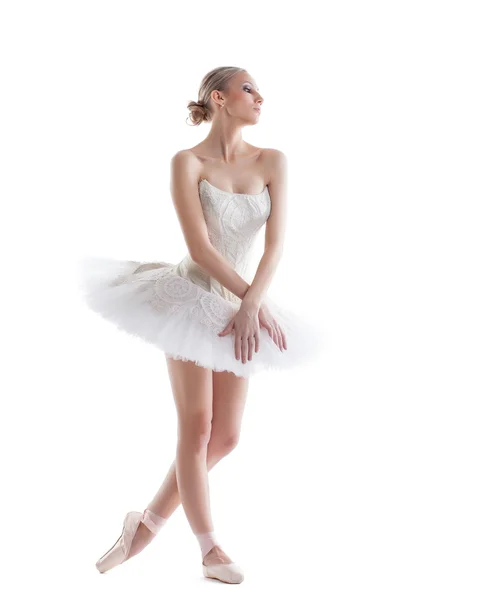 Ballerina moderna emotiva isolata sul bianco — Foto Stock