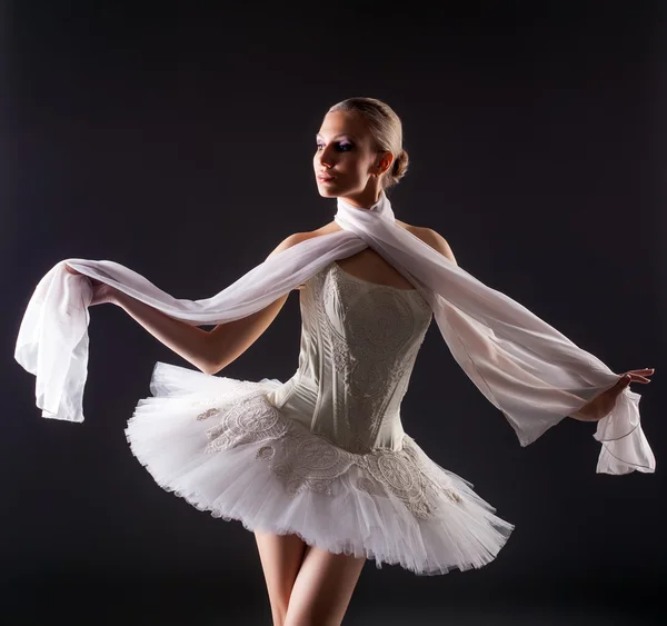 Portrait of cute young woman posing like ballerina — Stock Photo, Image