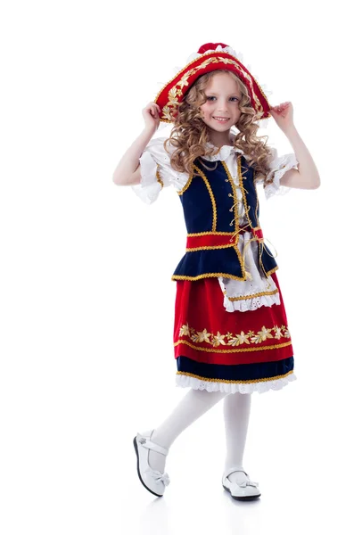 Charming little girl posing in rustic dress — Stock Photo, Image