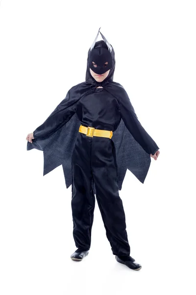 Estúdio tiro de menino bonito vestido como Batman — Fotografia de Stock