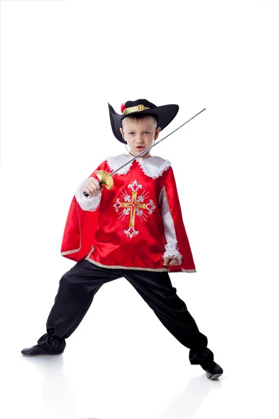 Brave Little musketeer, isolated on white — Stock Photo, Image