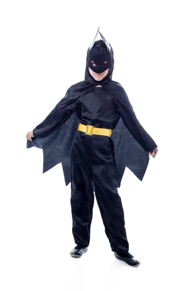 Studio shot de garçon mignon habillé comme Batman Images De Stock Libres De Droits