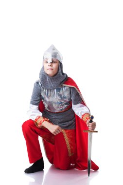 cesur küçük knight, üzerinde beyaz izole