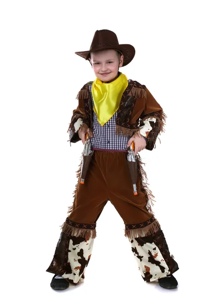 Allegro piccolo cowboy in posa presso la fotocamera — Foto Stock