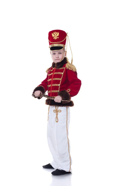 Handsome young hussar isolated on white — Stock Photo, Image