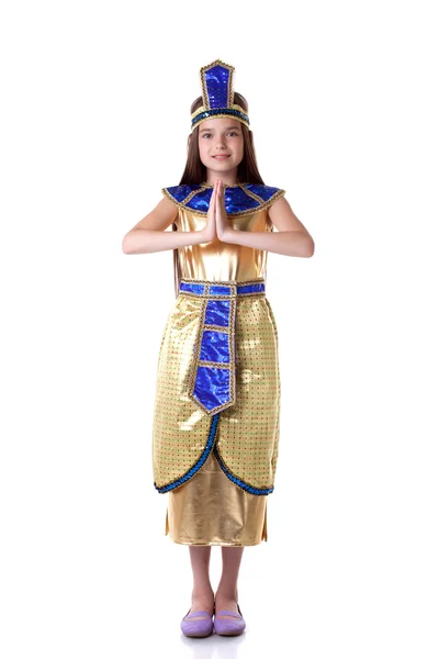 Schönes junges Mädchen posiert im Kleopatra-Kostüm — Stockfoto