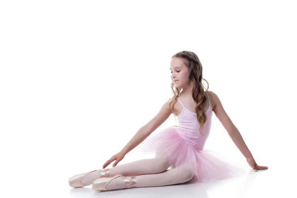 Dreamy young ballerina isolated on white backdrop — Stock Photo, Image