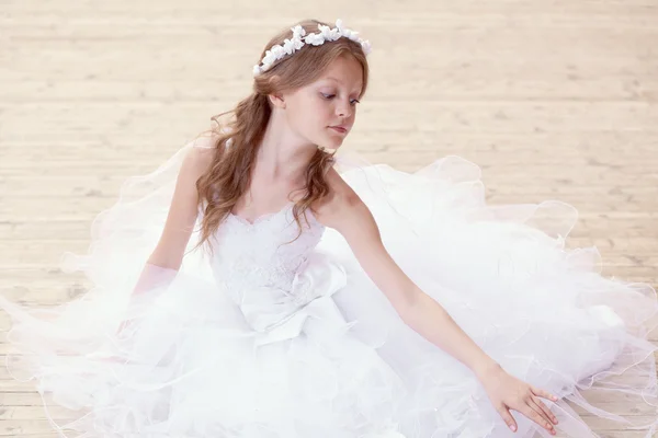 Portrait of gorgeous little ballerina dancing — Stock Photo, Image