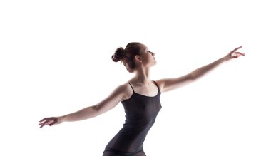 dans, izole üzerinde beyaz seksi kız portresi