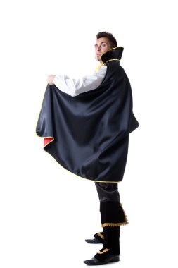 adam stüdyo çekim illüzyonist gibi giyinmiş