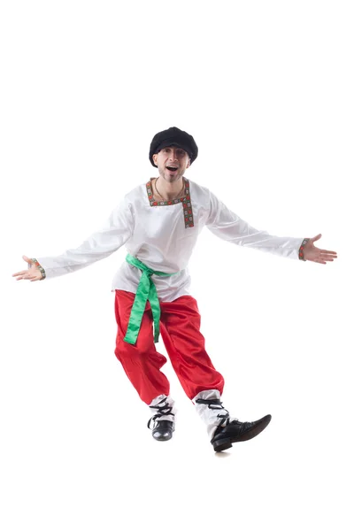 Cheerful man posing in costume of peasant — Stock Photo, Image