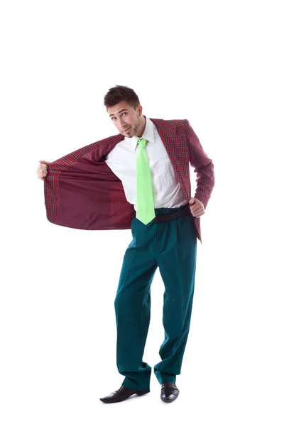 Attractive man posing in unbuttoned jacket — Stock Photo, Image