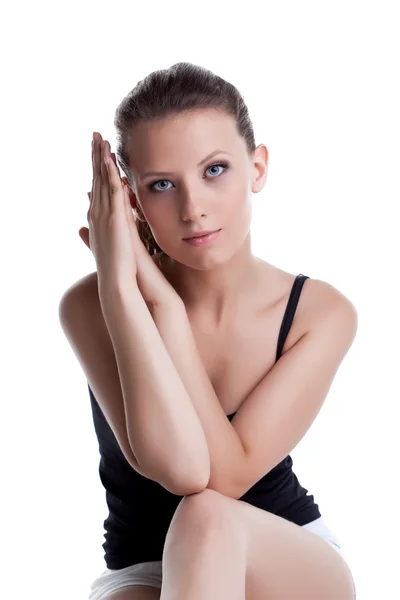 Portret van charmante jonge vrouw met een gezonde huid — Stockfoto