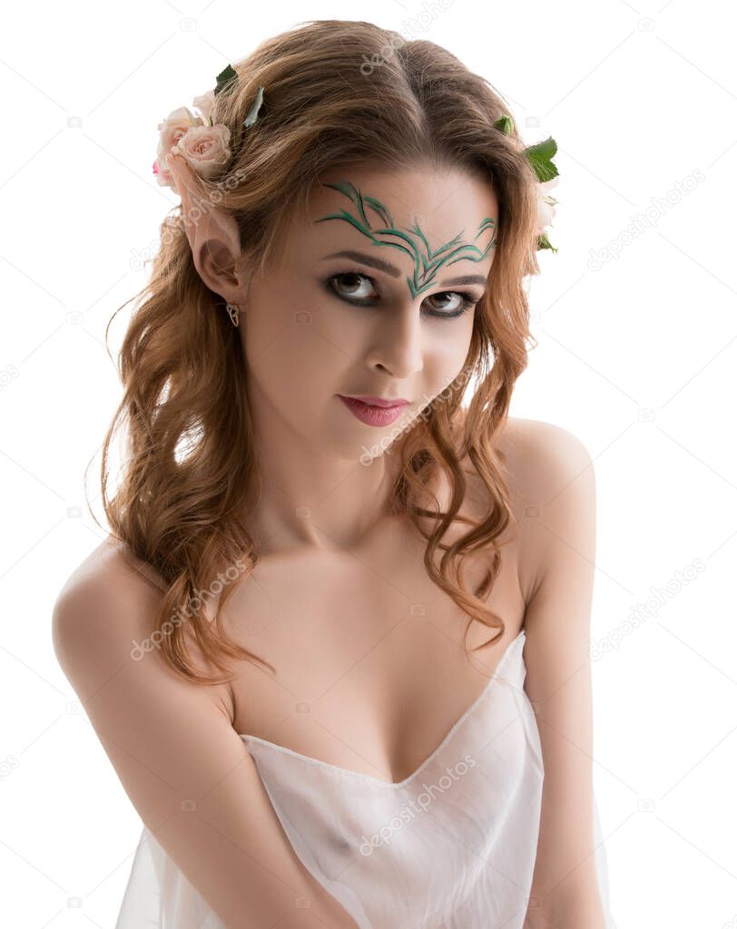 Sexy girl in the image of elf isolated shot