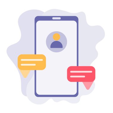Sohbet uygulamaları düz simge. Web sitesi mobil uygulama sunumu ve diğer projeler için kullanıma hazır. Herhangi bir kullanıcı arayüzü ve kullanıcı deneyimi için uygun