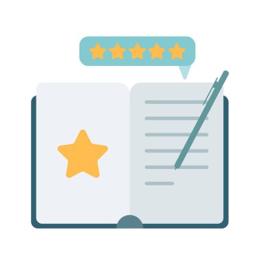 Eleştiri, izlenim, beş yıldız puanı. Eleştiriler ve öneriler kitabı. Vektör simgeleri