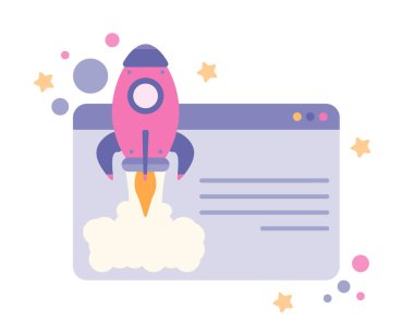 Girişim işi, yenilik sembolü, dinamik şekiller. Vektör illüstrasyonu