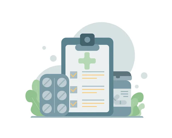 Medicine Pill Disease Treatment Prescription Form Drugstore Concept Cartoon Minimal — 스톡 벡터