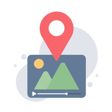 Photo icons. Play presentation, picture location. Vector illustration