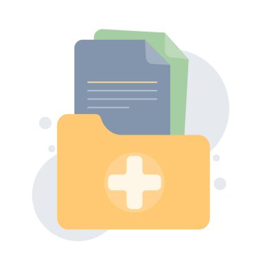 Tıbbi rapor sembolü. Analiz, Teşhis ve Reçete işareti kavramı. Klinik kayıt simgesi. Vektör illüstrasyonu