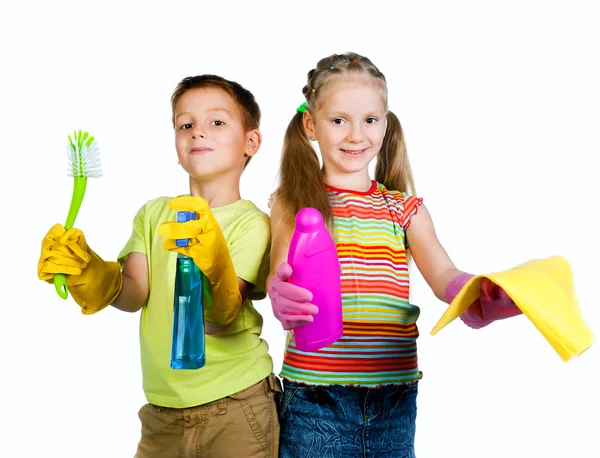 Kinder mit Waschmittel — Stockfoto
