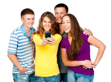 Grup genç ile telefon