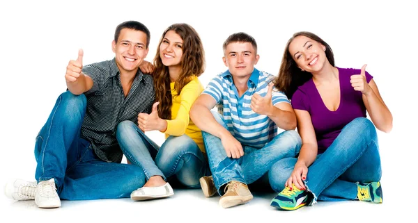 Gruppe junger Menschen mit erhobenem Daumen — Stockfoto