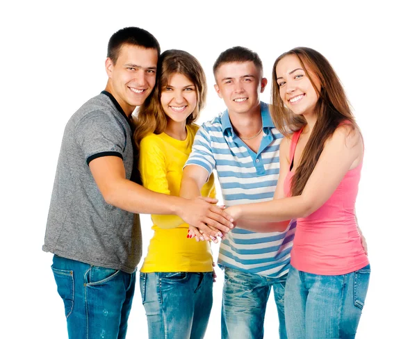 Group of young holding hands Royalty Free Stock Images