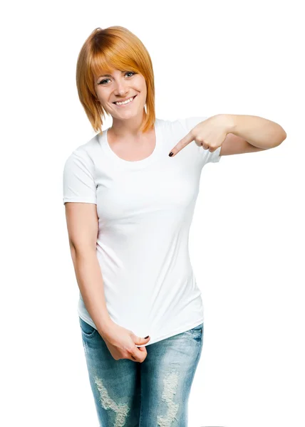 Pretty Girl With Blank TShirt — Stock Photo, Image