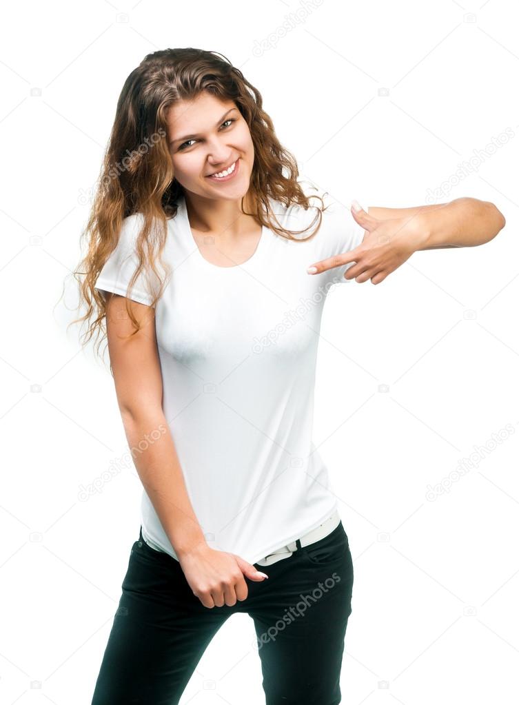 Chica camiseta blanca sale