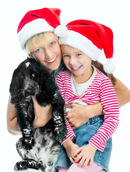 Família emChapéus de Santa — Fotografia de Stock