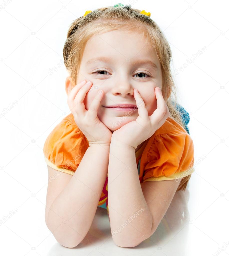 Little girl a on white background Stock Photo by ©GekaSkr 18648597