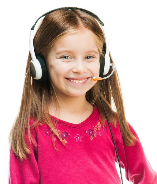 Retrato de chica en auriculares . — Foto de Stock