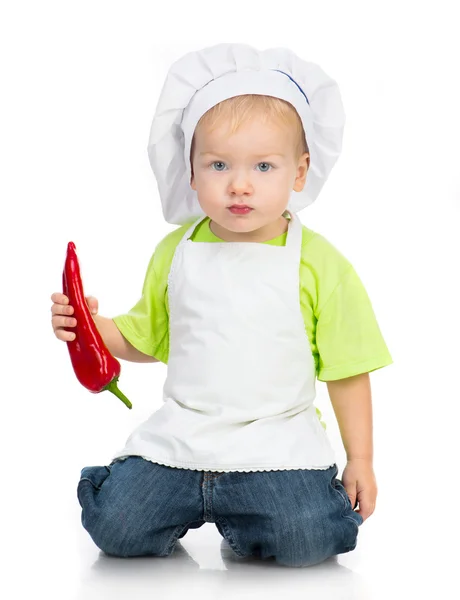 Little boy with pepper — Stock Photo, Image