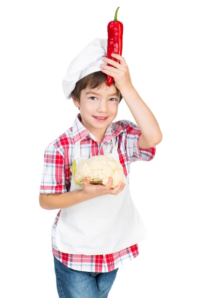 Niño con pimientos — Foto de Stock