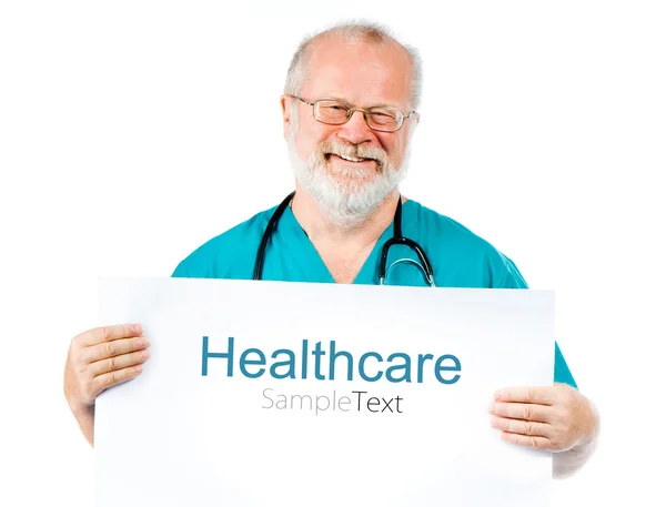 Doctor with poster — Stock Photo, Image