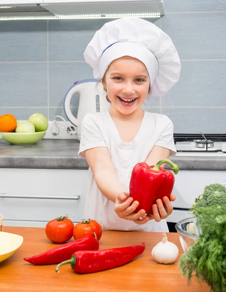 Meisje met peper — Stockfoto