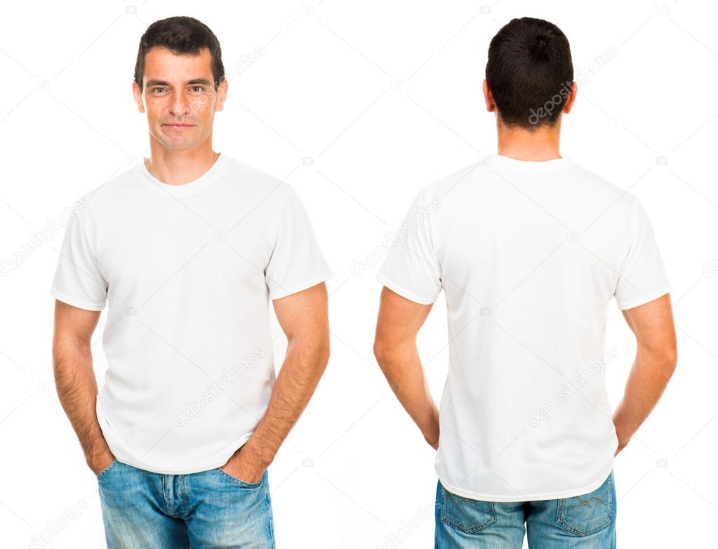 t back shirt mockup em de camisa branca adolescente — Fotografias com branco t back shirt mockup em de camisa branca adolescente — Fotografias com branco