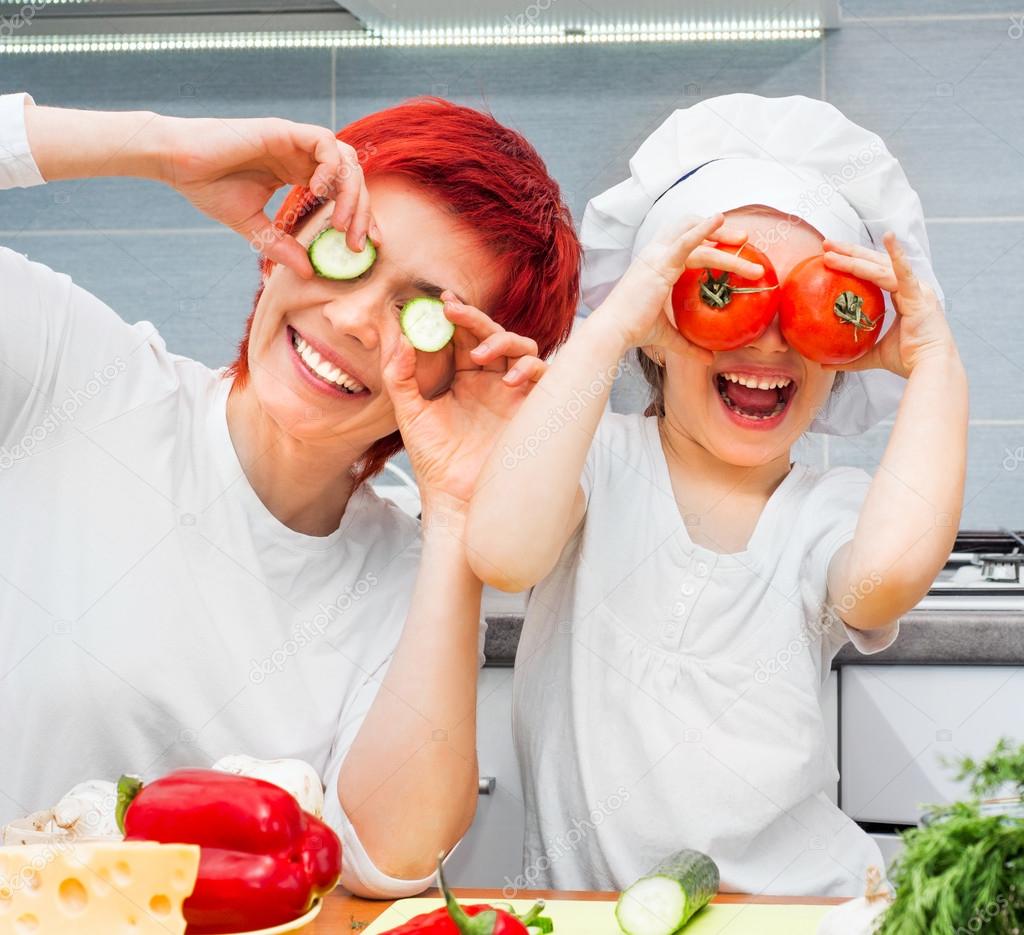 Mother and daughter in the kitchen